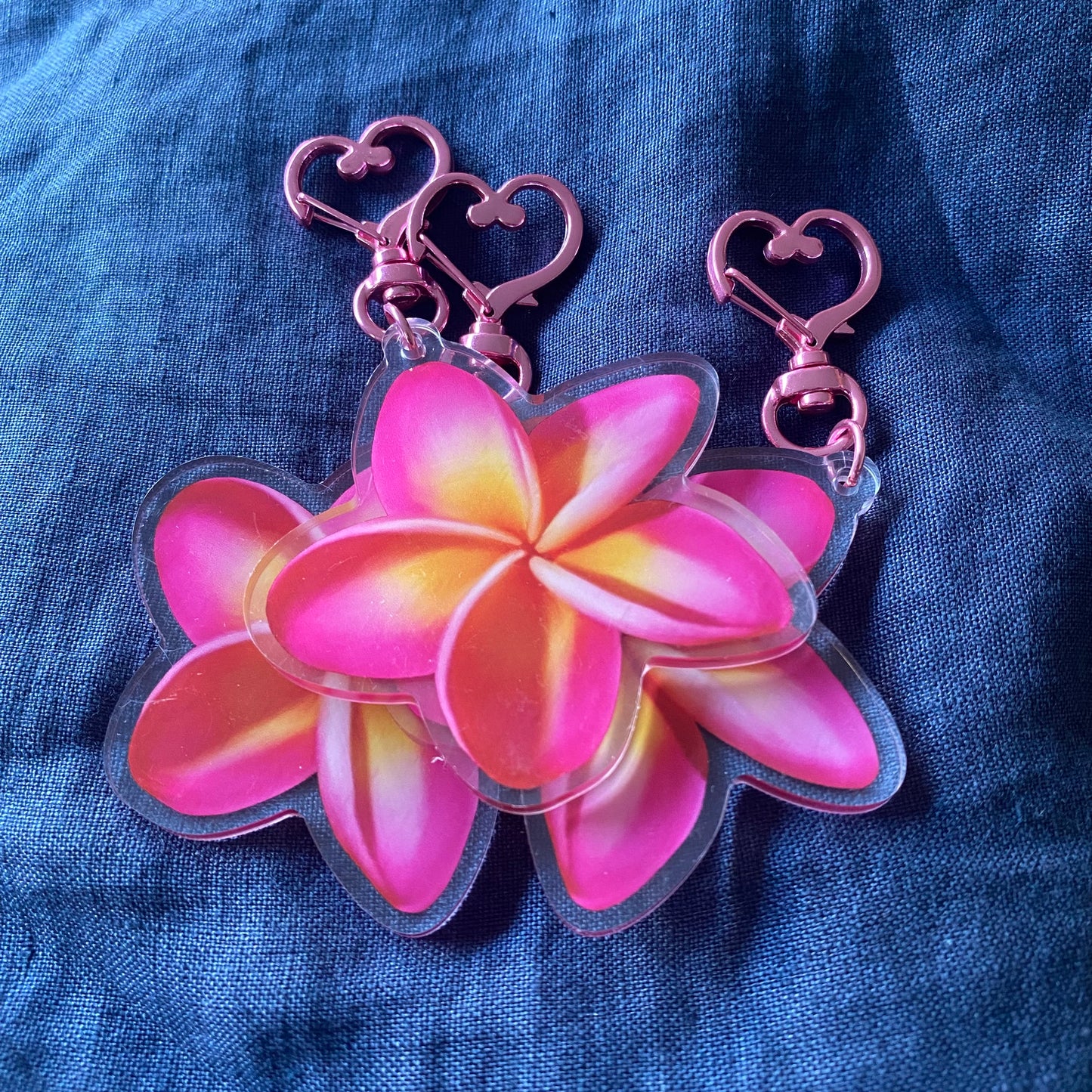 Frangipani Acrylic Keychain Bag Charm