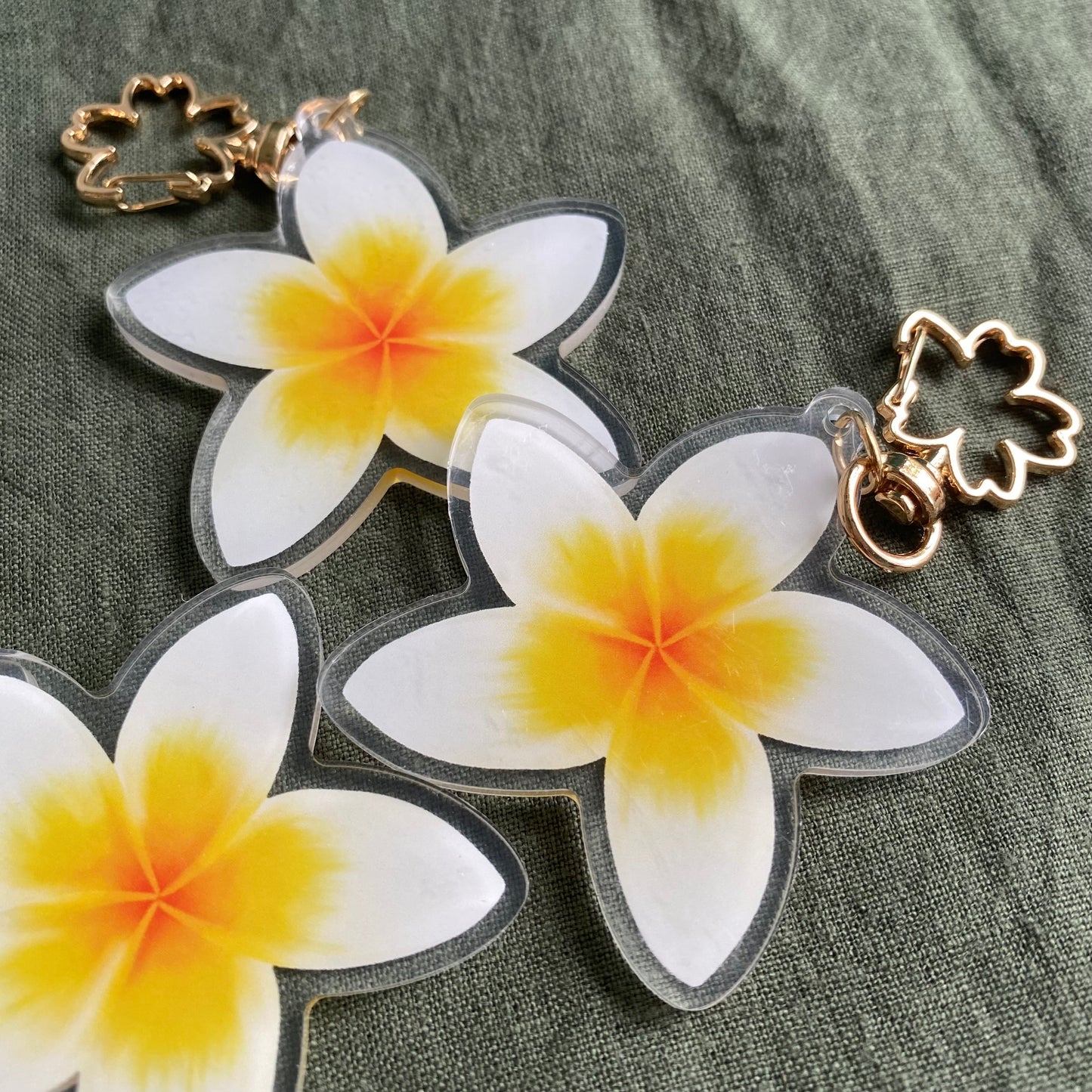 Frangipani Acrylic Keychain Bag Charm