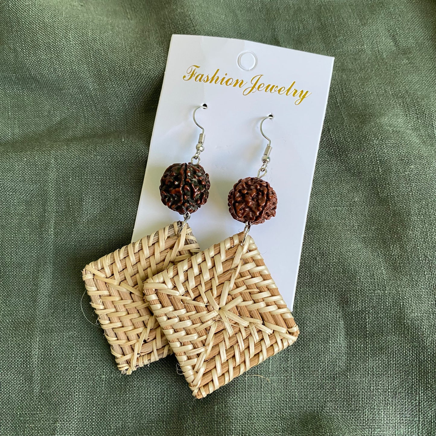 Talei Diamond Woven Rattan Drop Earrings