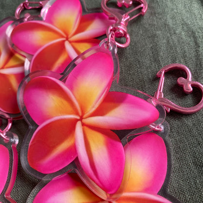 Frangipani Acrylic Keychain Bag Charm