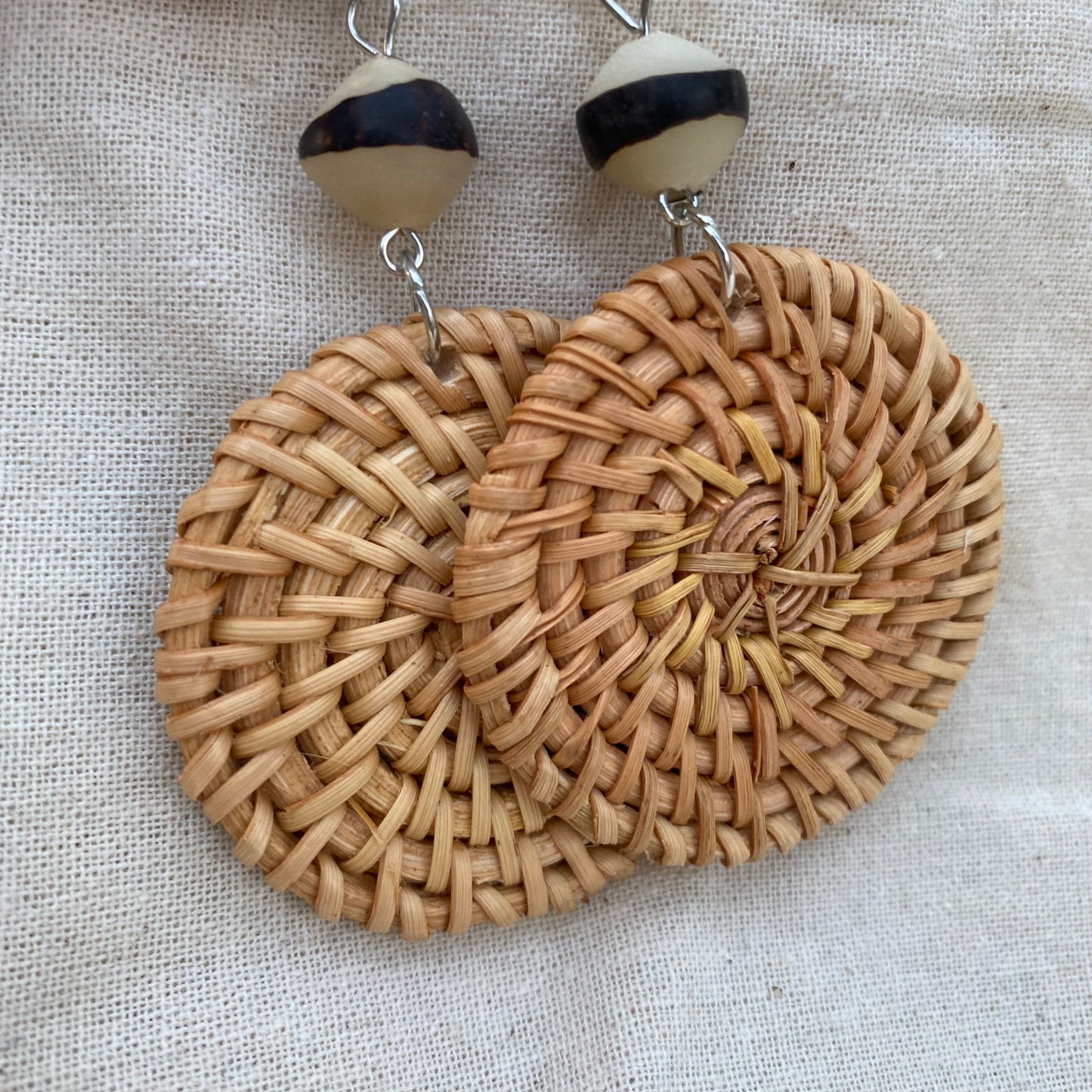 Keilani Round Woven Rattan Drop Earrings