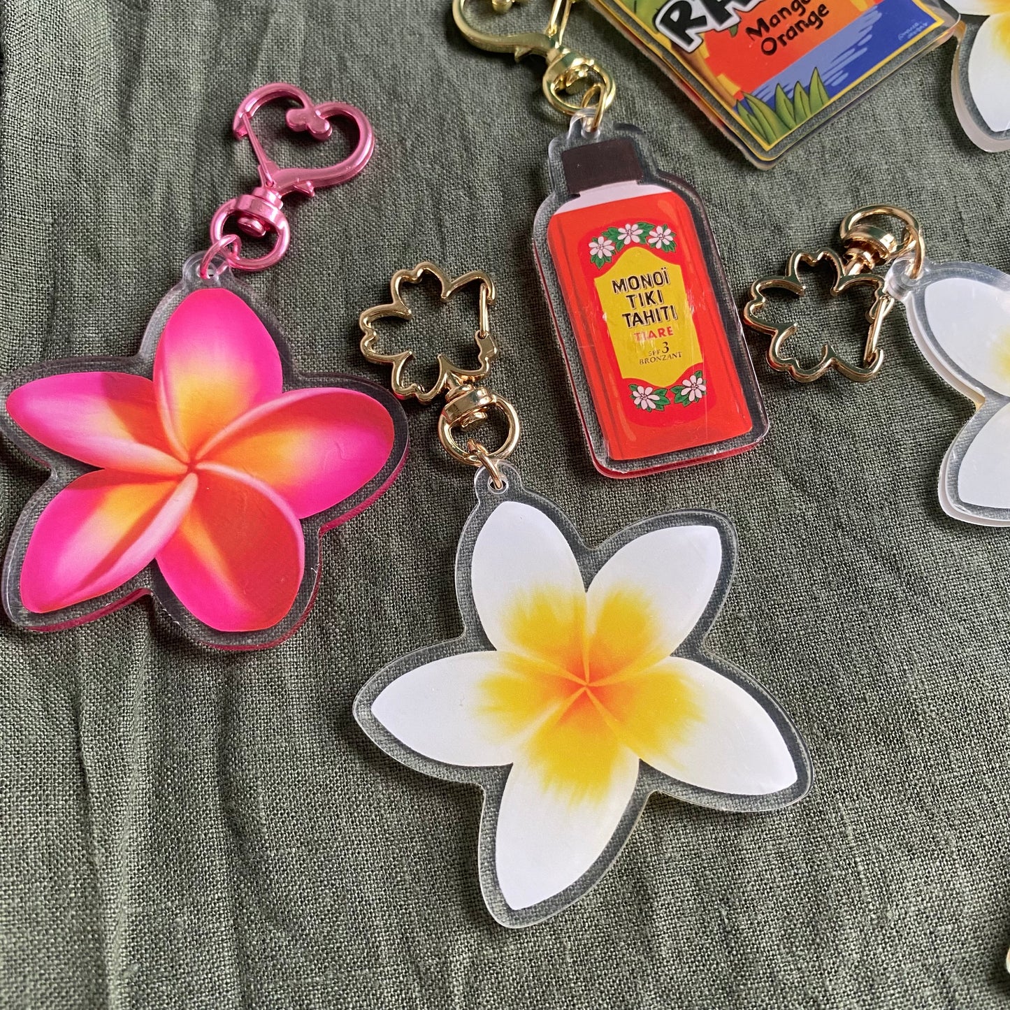 Frangipani Acrylic Keychain Bag Charm