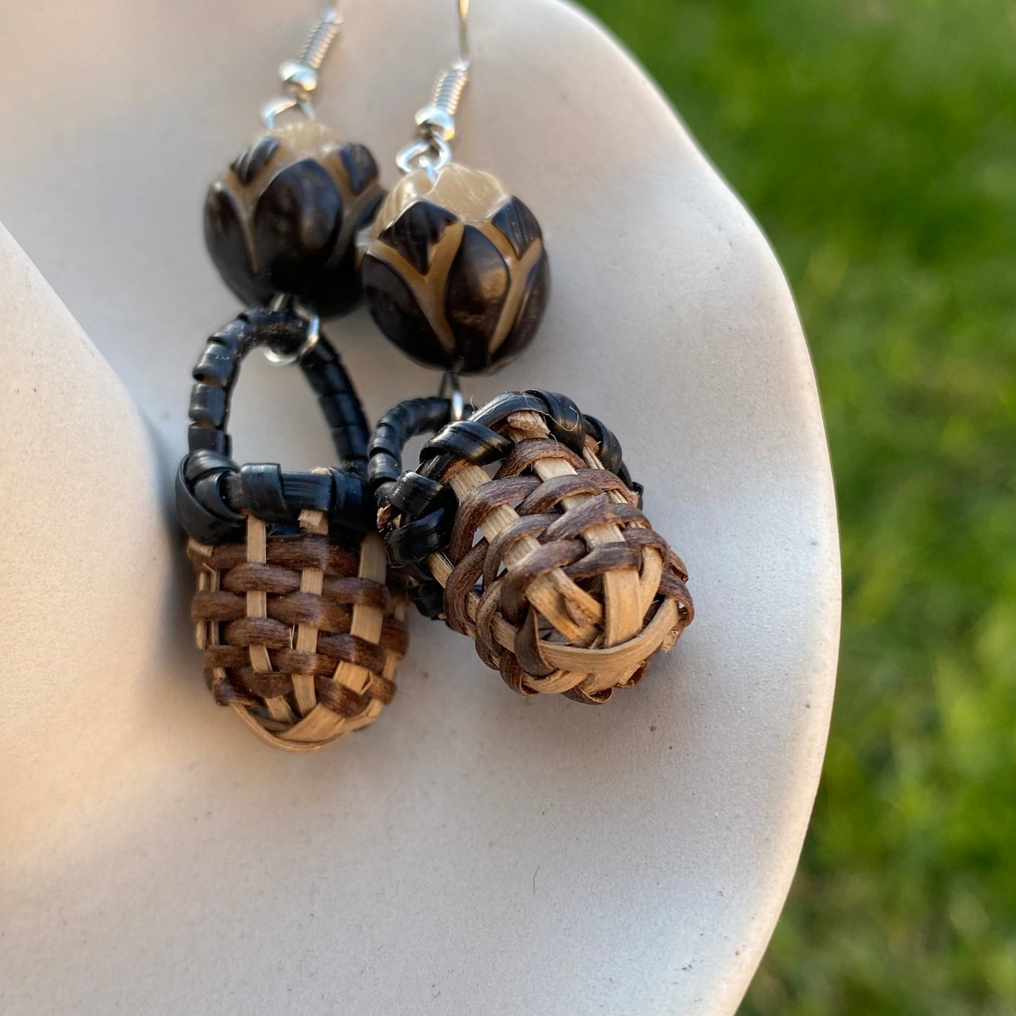 Awhina Basket Woven Rattan Drop Earrings