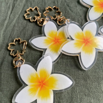 Frangipani Acrylic Keychain Bag Charm