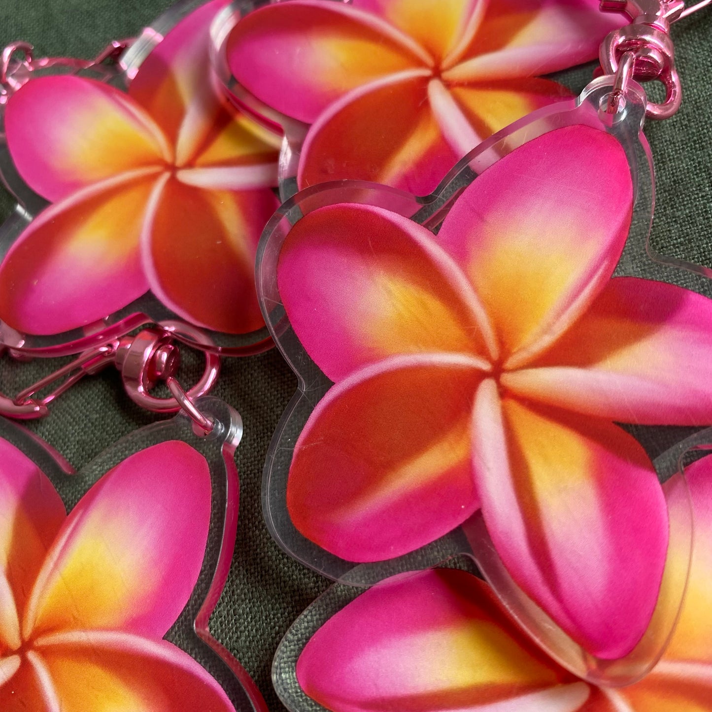 Frangipani Acrylic Keychain Bag Charm