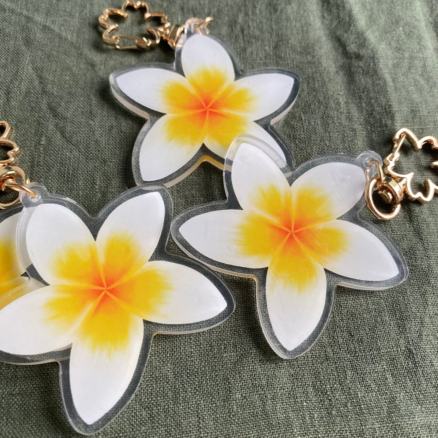 Frangipani Acrylic Keychain Bag Charm