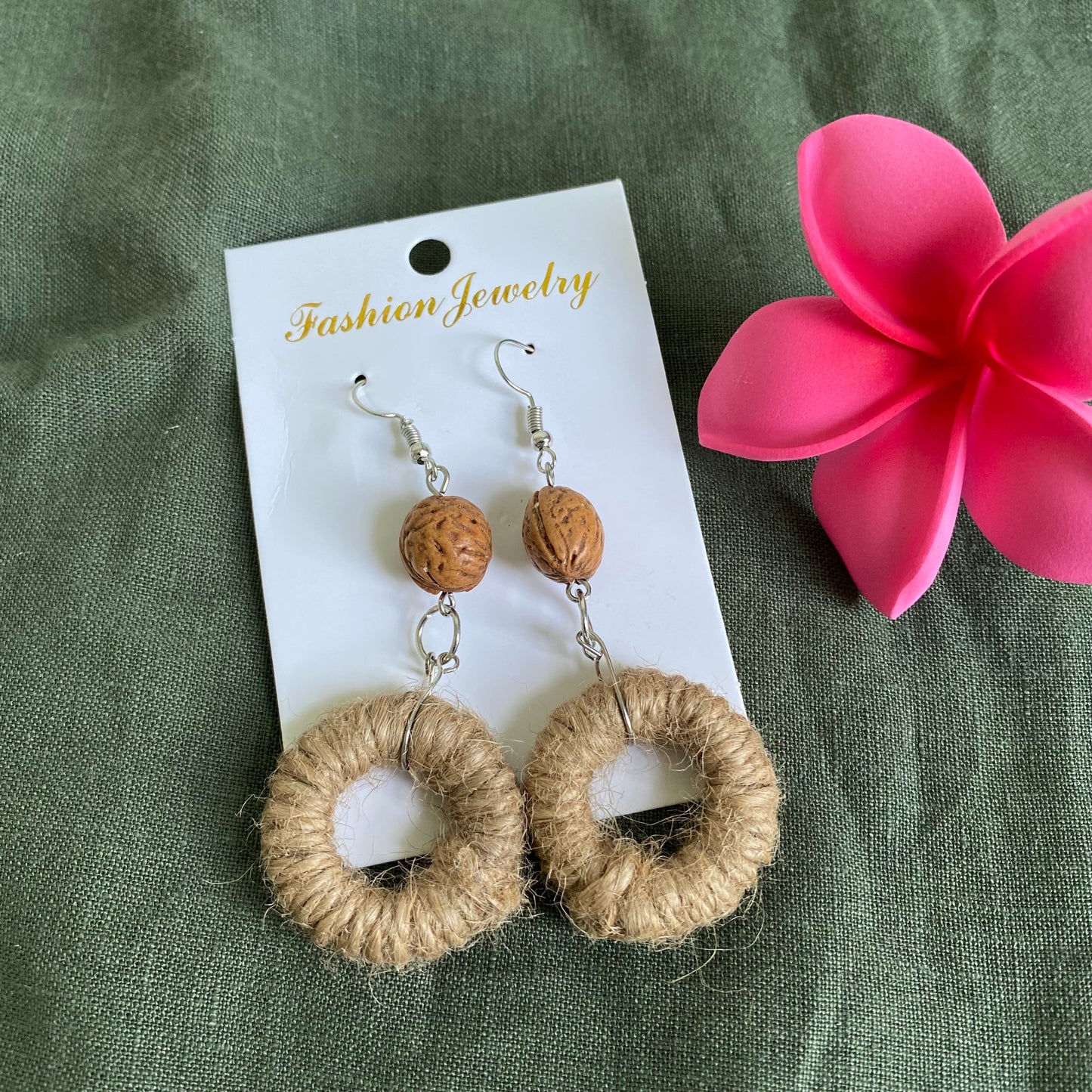 Lanah Jute Woven Rattan Drop Earrings