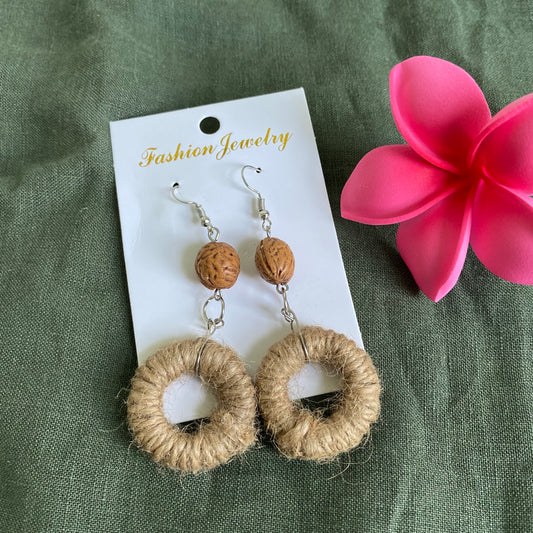 Lanah Jute Woven Rattan Drop Earrings