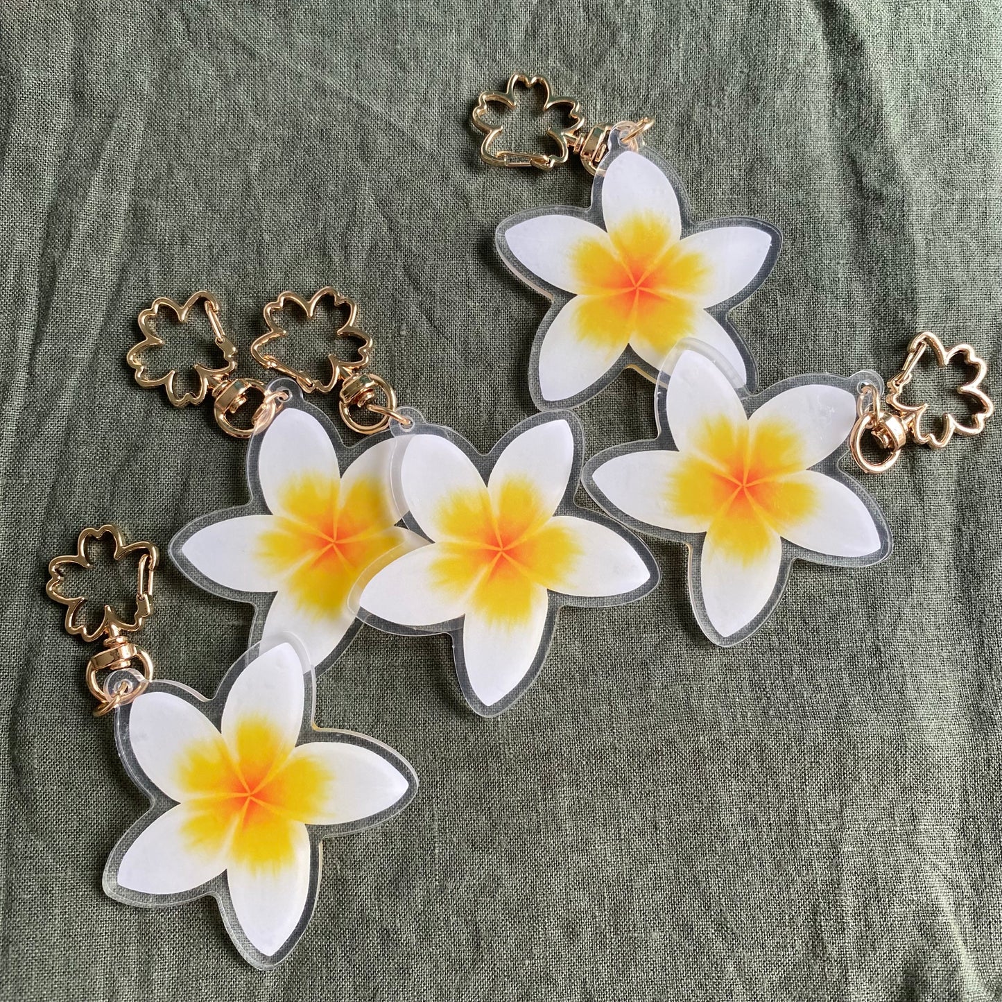 Frangipani Acrylic Keychain Bag Charm