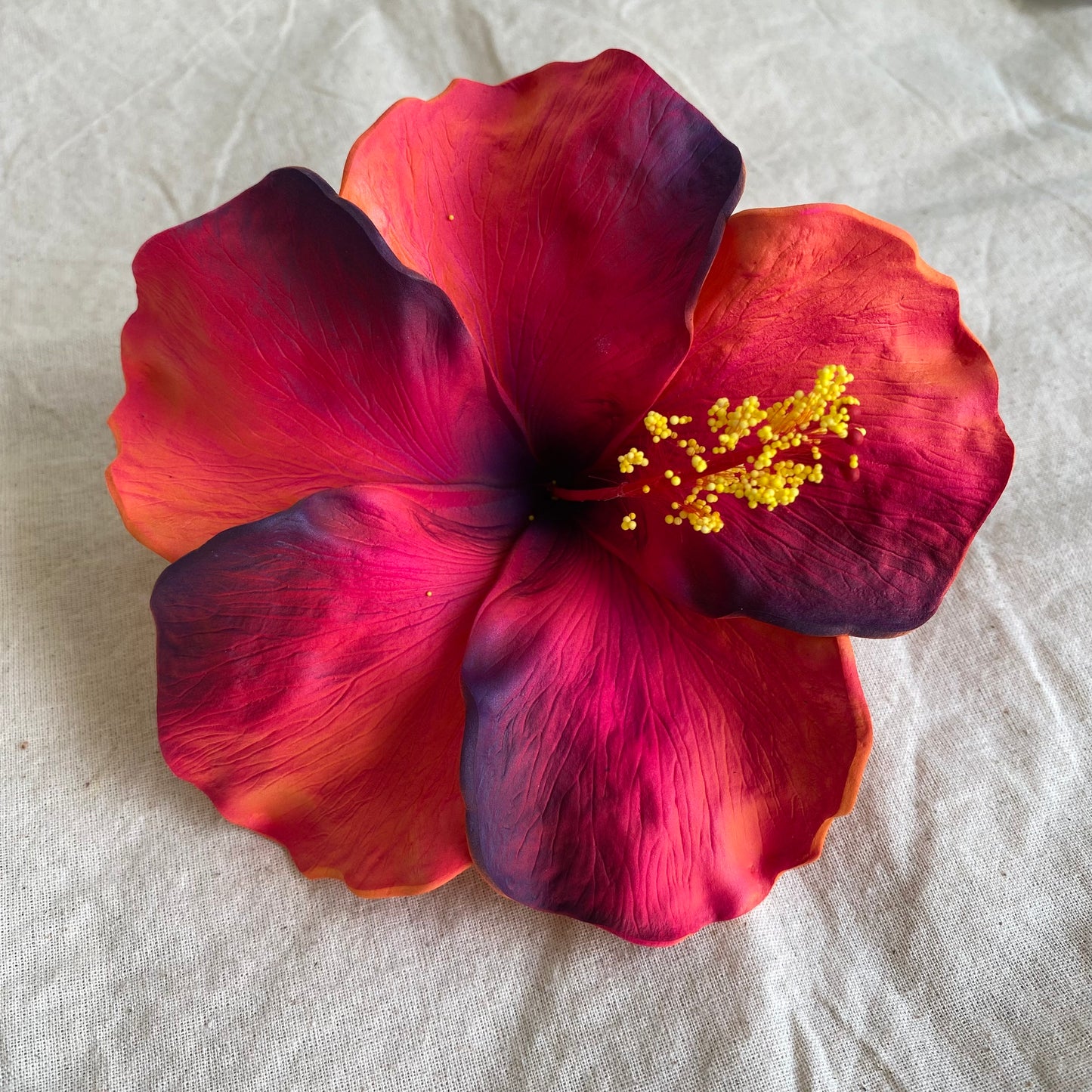 XXL Hand-painted Hibiscus Polynesian Sei Artificial Foam Hair Flowers 13cm