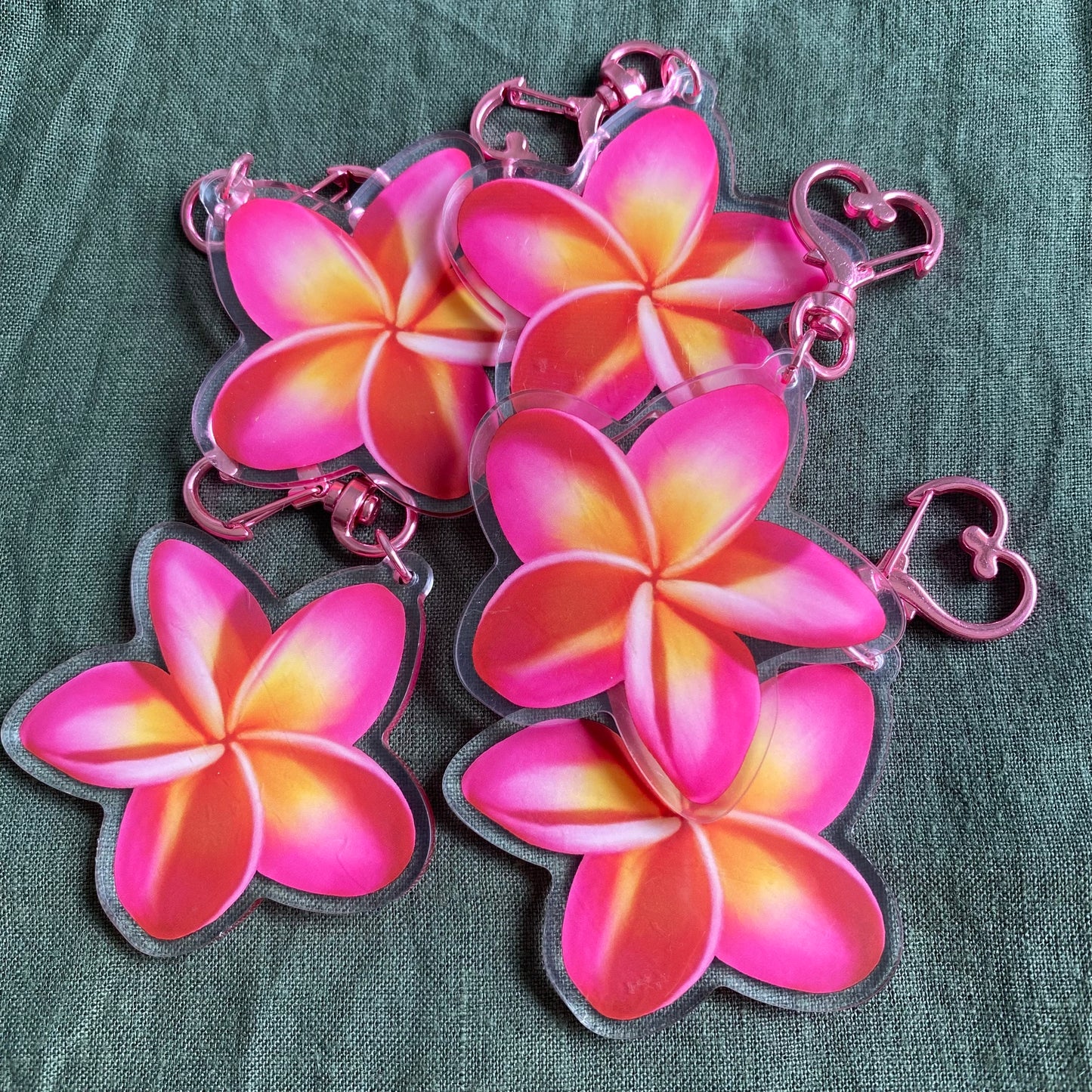 Frangipani Acrylic Keychain Bag Charm