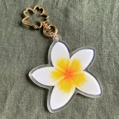 Frangipani Acrylic Keychain Bag Charm