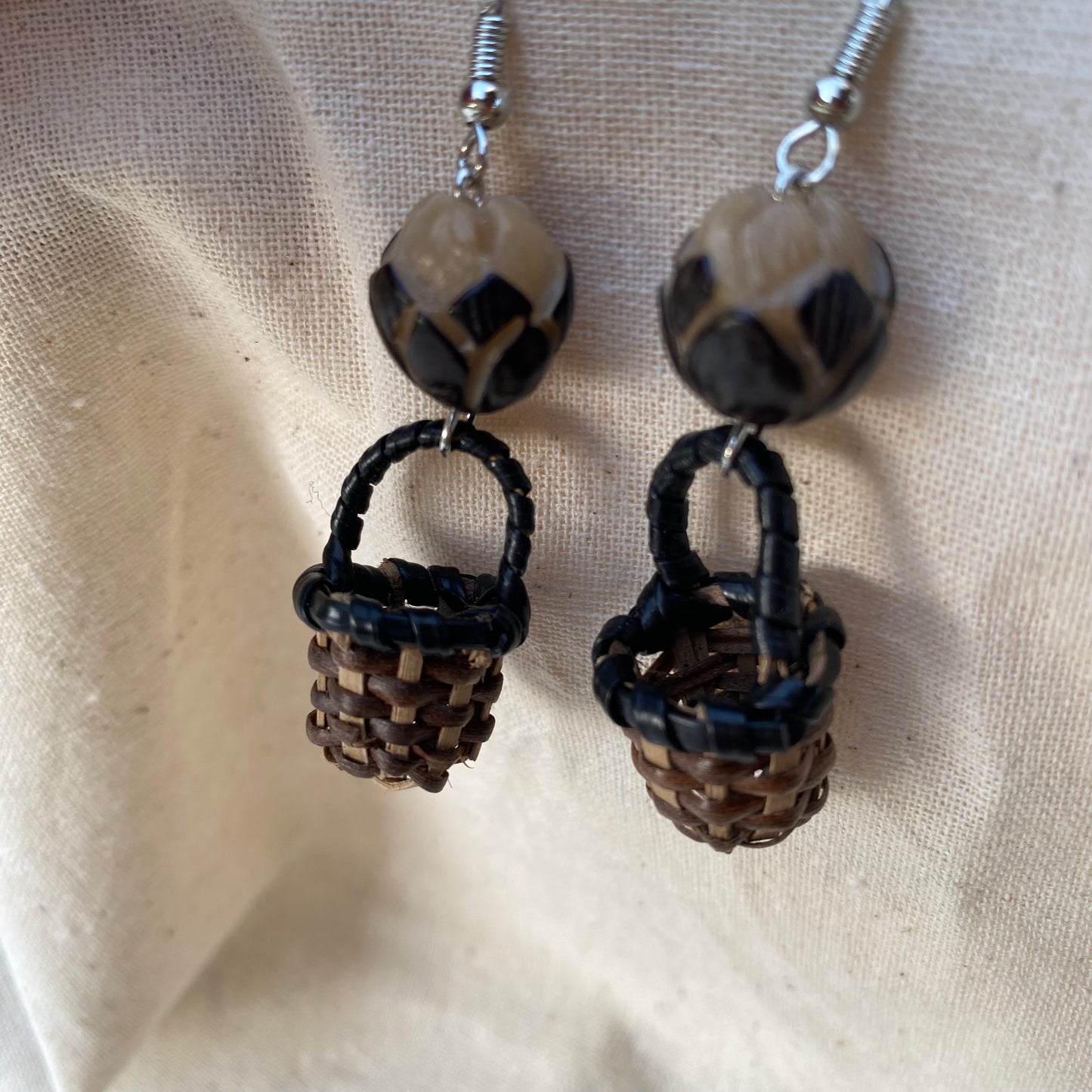 Awhina Basket Woven Rattan Drop Earrings